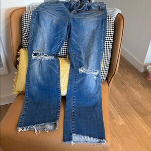 American Eagle Outfitters Distressed Blue Straight Leg Jeans
